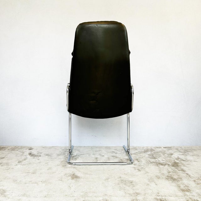 Vintage Cantilever Armchair in Chrome and Leather by Tim Bates for Pieff, 1970s For Sale - Image 6 of 14