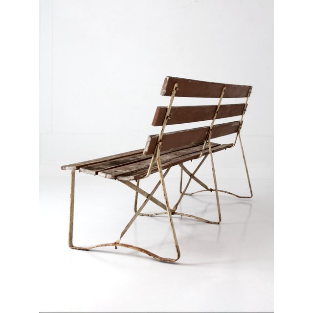 Vintage Wood and Metal Garden Bench For Sale - Image 6 of 13
