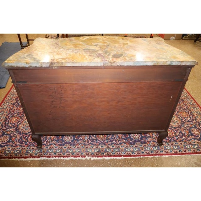 French Louis XVI Style Marble Top Burl Wood Server Dresser Commode Circa 1920 For Sale - Image 14 of 14