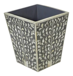 Gray Bone Inlay Trash Can