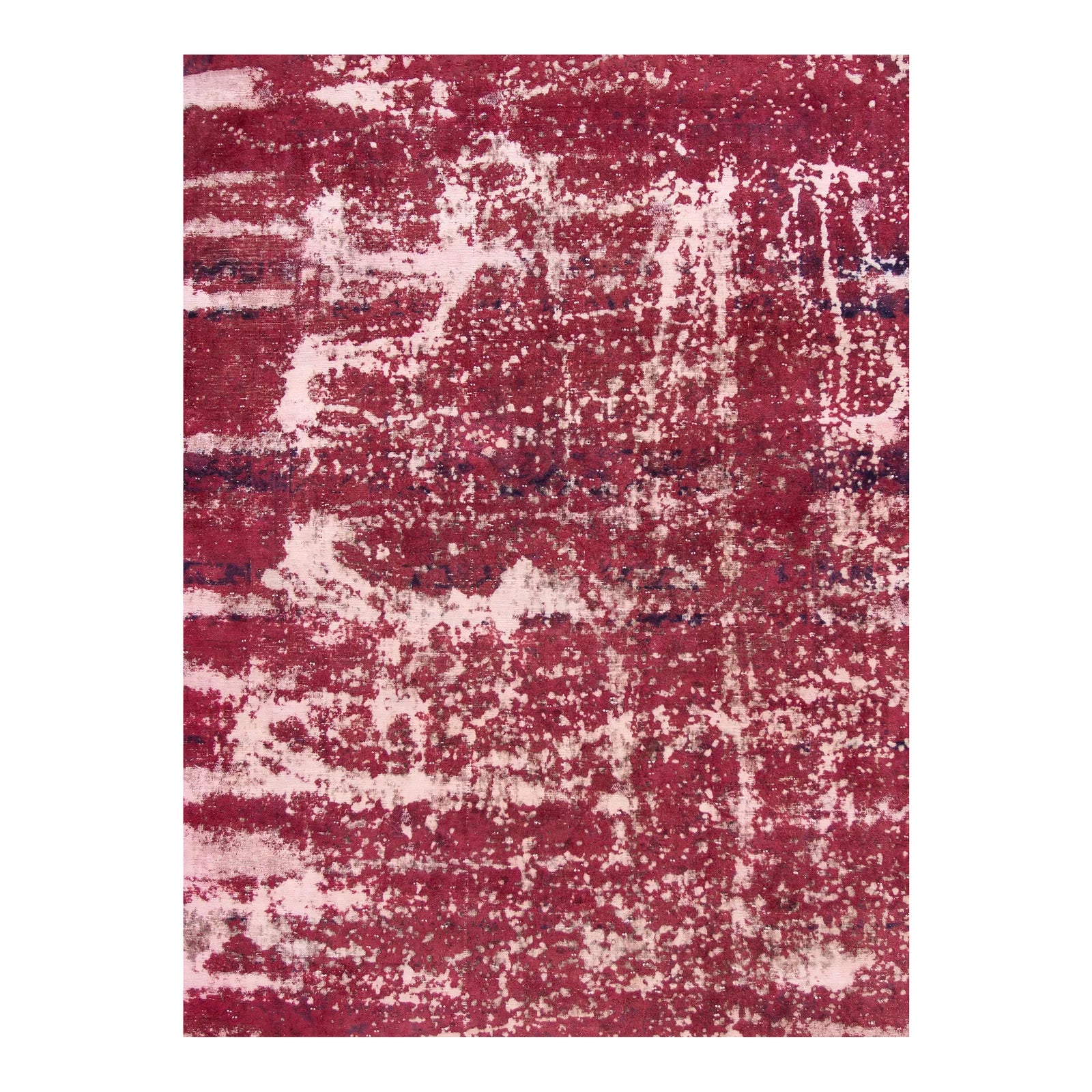 Vintage Distressed Overdyed Handmade Ruby-Red Abstract Wool Rug | Chairish