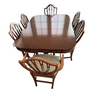 Vintage Thomasville Chair Company Mahogany Duncan Phyfe-Stye Dining Room Table and Chairs For Sale