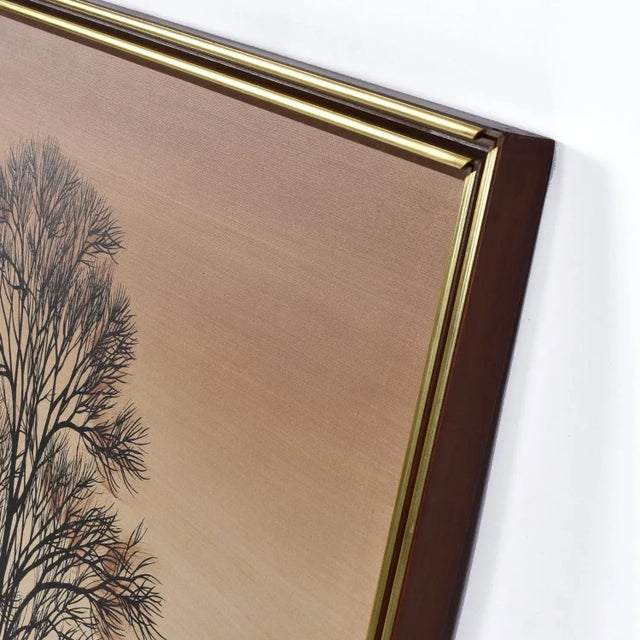 Large Mid-Century Modern Orange and Brown Tree Landscape Painting Signed Williams For Sale - Image 11 of 12