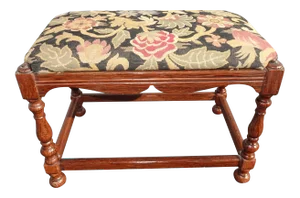 Vintage French Country Floral Print Bench Stool