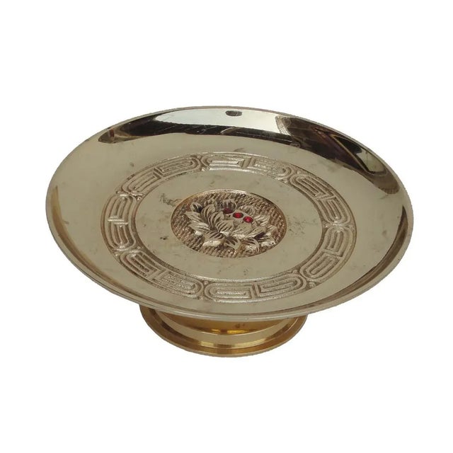 You are looking at a elegant Chinese offering holder plate. It is handmade hand carved with a floral pattern. It can also...