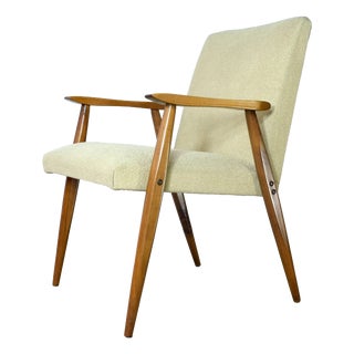 Vintage Easy Chair with Cream-Colored Bouclé, 1960s For Sale