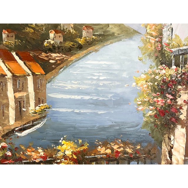 Mediterranean Scene -Oil on Canvas-Unsigned For Sale - Image 4 of 10