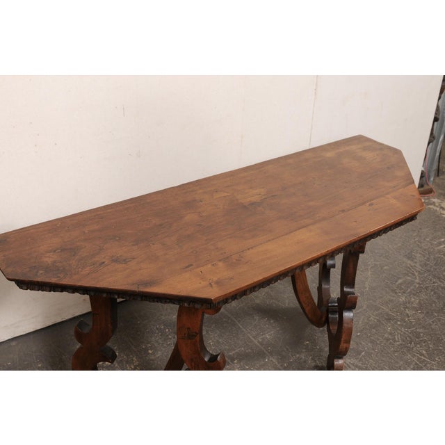19th Century Italian Halved-Octagon Lyre Leg Consoles For Sale - Image 4 of 12