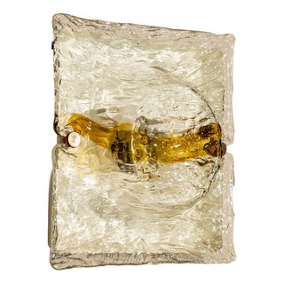 Cristal and Yellow Quilt Wall Lamps by Toni Zuccheri for Venini, Italy, 1970s, Set of 4 For Sale