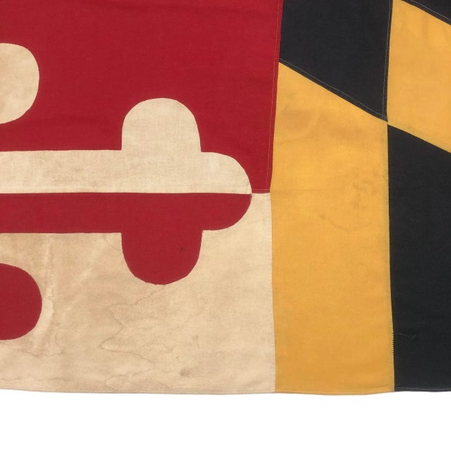 American Oversize Vintage Sewn Cotton State Flag of Maryland For Sale - Image 3 of 7
