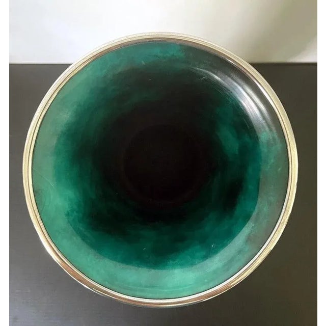 Turquoise 1920s Japanese Cloisonne Vase with Silver Inlays by Ando Jubei For Sale - Image 8 of 12