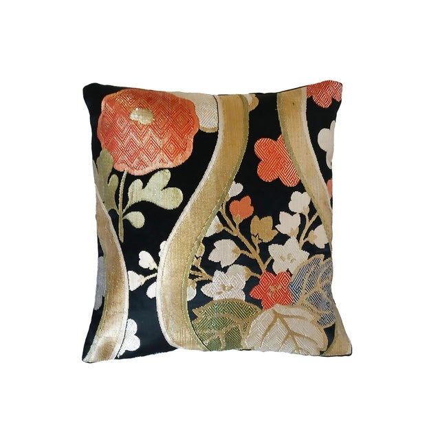 Early 20th Century Japanese Silk Obi Accent Pillow For Sale - Image 11 of 17