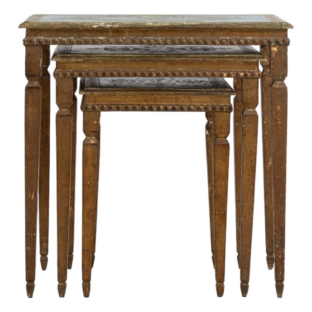 Set of 3 Italian Florentine Nesting Tables, Circa 1960 For Sale