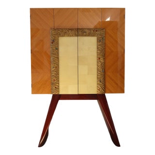 Late 20th Century Dakota Jackson Postmodern Dry Bar Cabinet in Lacquered Maple and Parchment For Sale