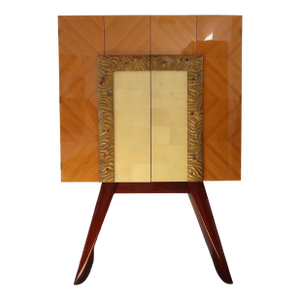Late 20th Century Dakota Jackson Postmodern Dry Bar Cabinet in Lacquered Maple and Parchment