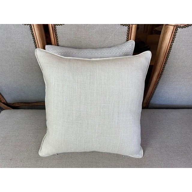 Tapa Stripe Patterned Fortuny Textile Pillows W/ Linen Backs, Pair For Sale In Los Angeles - Image 6 of 6