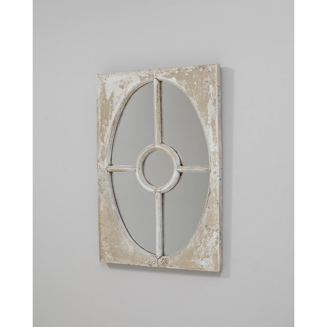1900s French Wood White Wall Patinated Mirror For Sale - Image 18 of 18