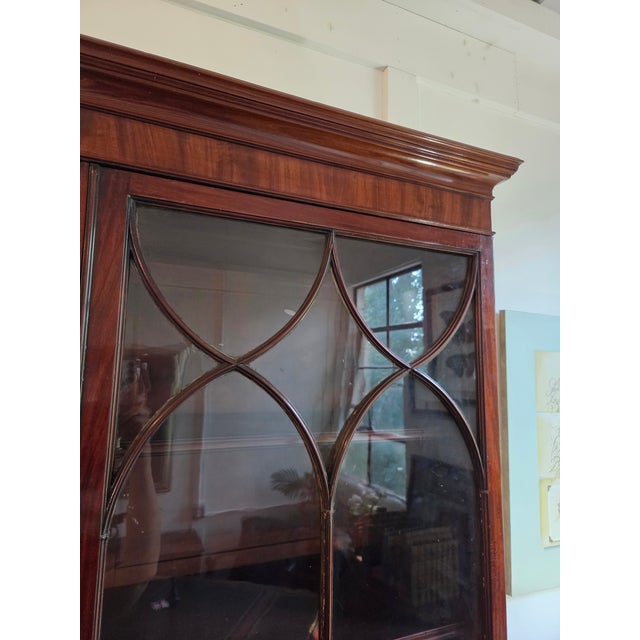 Georgian Mahogany Astragal Glazed Secretaire Bookcase on Swept Bracket Feet For Sale - Image 9 of 18