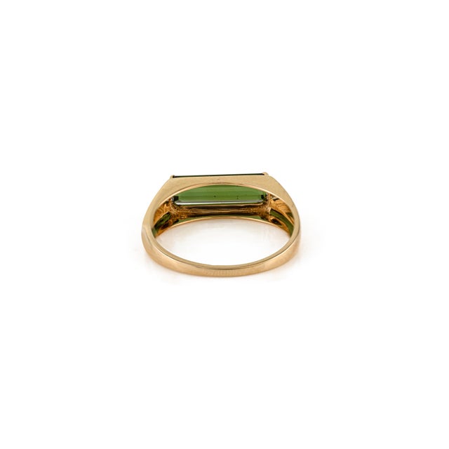 Metal 2.19 Carat Certified Green Tourmaline Baguette Ring in 18k Solid Gold Size 6.5 For Sale - Image 7 of 15