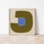 Mid-Century Modern Olive Green and Blue Abstract Modern Art Print, Square, 24 X 24 Print in Wood Frame For Sale - Image 3 of 4