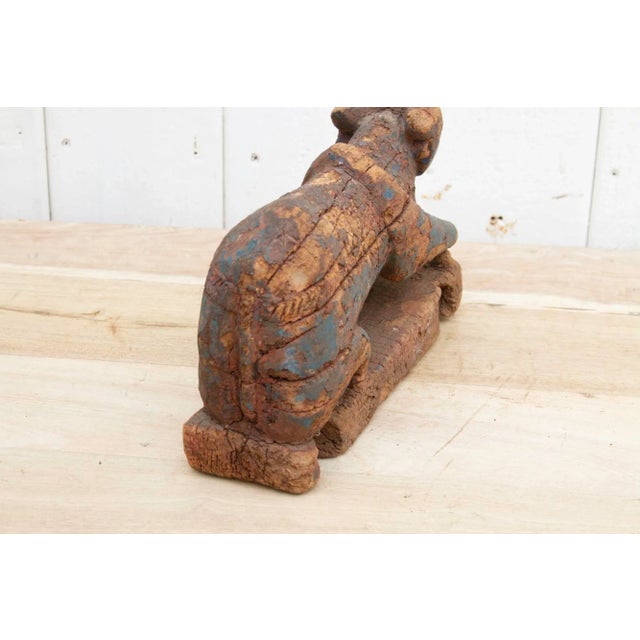 Wood Ancient Indian Wooden Nandi Figure For Sale - Image 7 of 10