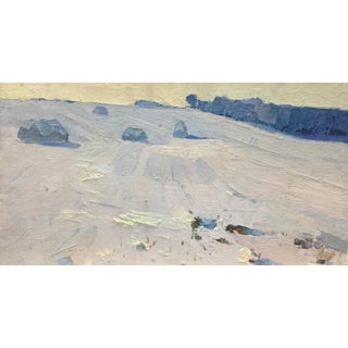 1970s Oil Painting Steppe in Winter Potapenko Andrey Ilyich For Sale