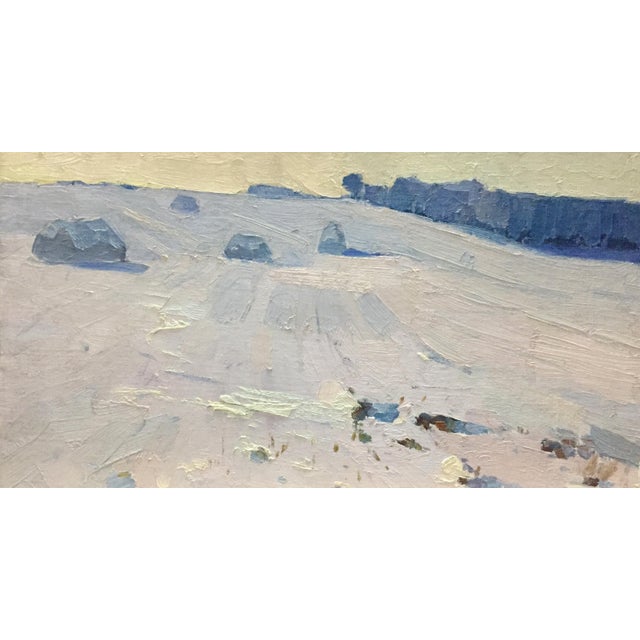 1970s Oil Painting Steppe in Winter Potapenko Andrey Ilyich For Sale