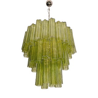 Mid-Century Modern Murano Glass Three-Tier Tube Chandelier, 1990s For Sale