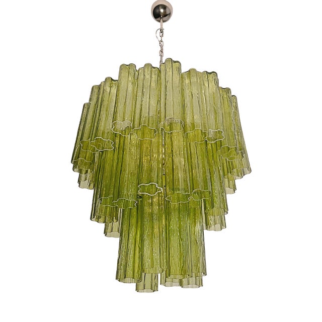 Mid-Century Modern Murano Glass Three-Tier Tube Chandelier, 1990s For Sale