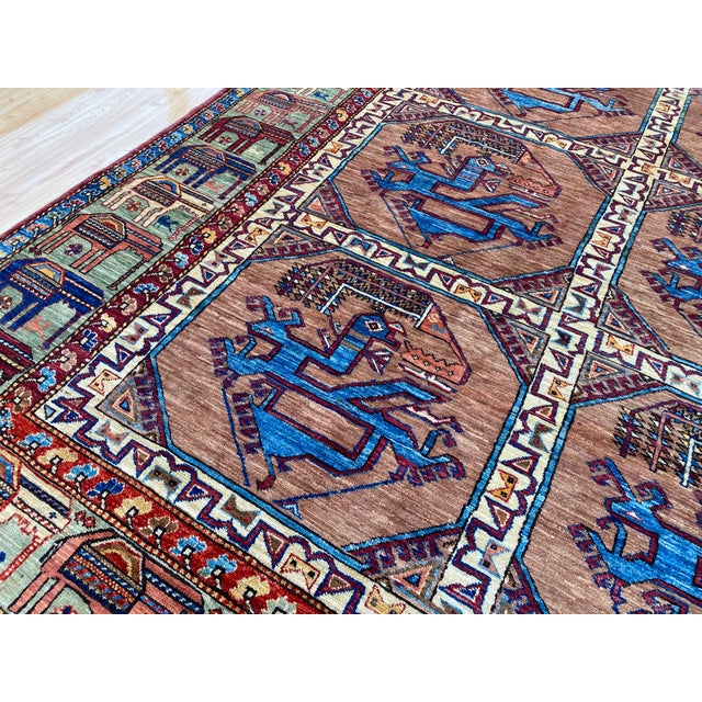 Vintage Ersari Wool Rug, Camel Bird Gul For Sale - Image 4 of 13