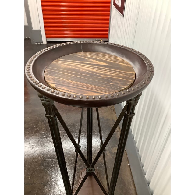 Traditional Mid 19th Century Regency Style Mahogany Pedestal Plant Stand With Bronze or Brass Beaded Trim For Sale - Image 3 of 10