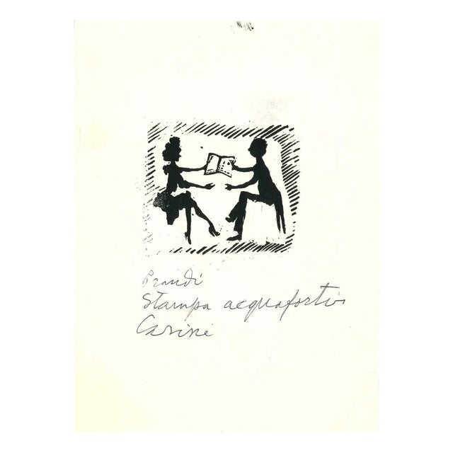 Mino Maccari, The Couple, 20th Century, Etching For Sale