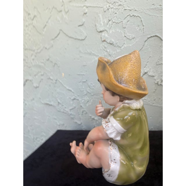 Early 20th Century Antique Style Camille Naudot French Porcelain Piano Baby Boy Figurine Model 6068a For Sale - Image 5 of 9