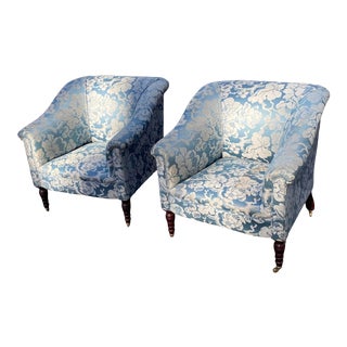 George Smith Blue Chairs - a Pair For Sale