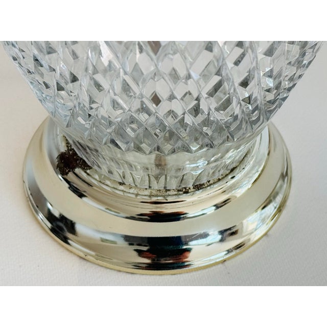 Metal Vintage 1970s Diamond Pattern Lead Crystal Table Lamps, a Pair For Sale - Image 7 of 11