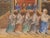 A Judaica watercolor painting on paper depicting a genre scene with several figures dressed in traditional Jewish attire....