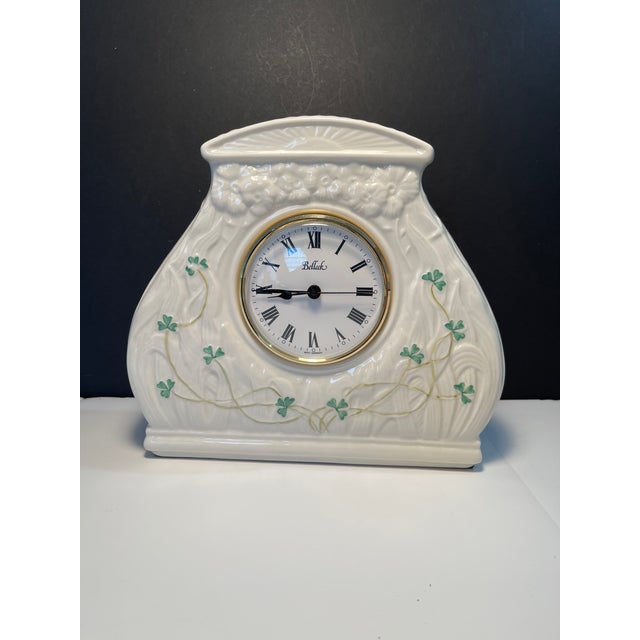 2000s Shamrock Mantel Clock by Belleek Pottery, Ireland Chairish
