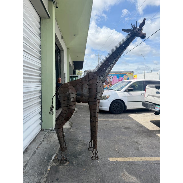 Modern Lifesize Welded Metal Giraffe . Great Garden Decor For Sale - Image 3 of 12
