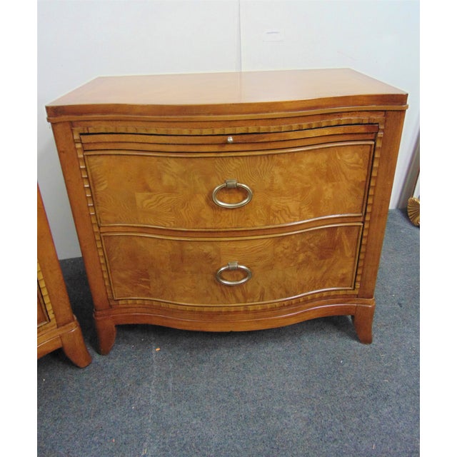 Modern Design Cherry & Burlwood Nightstands a Pair Chairish