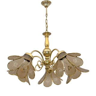 Mid-Century Modern Glass and Brass Hanging Light, Italy, 1960s For Sale