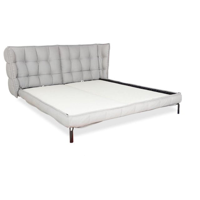 Modern Husk Boxspring Bed in Grey from B&B Italia For Sale - Image 3 of 15