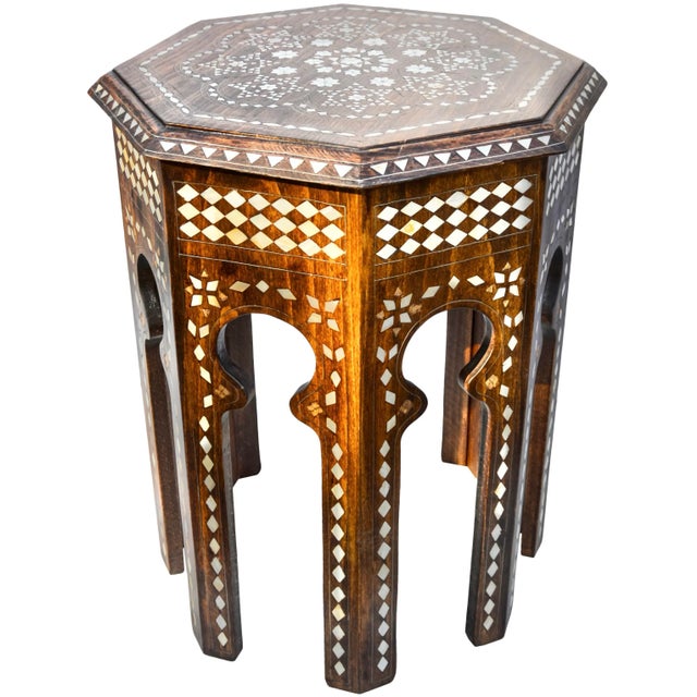 Moroccan Astral-Patterned Mother-Of-Pearl Inlaid Accent Table For Sale In New York - Image 6 of 10