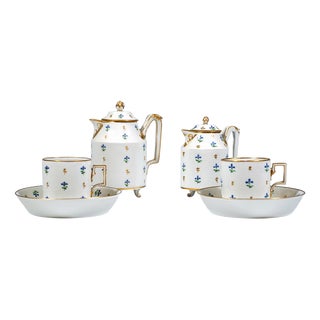 Viennese Imperial Gilt Porcelain Tete-a-Tete Coffee Service with Cornflowers, 1797, Set of 4 For Sale
