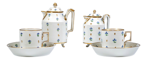 Viennese Imperial Gilt Porcelain Tete-a-Tete Coffee Service with Cornflowers, 1797, Set of 4