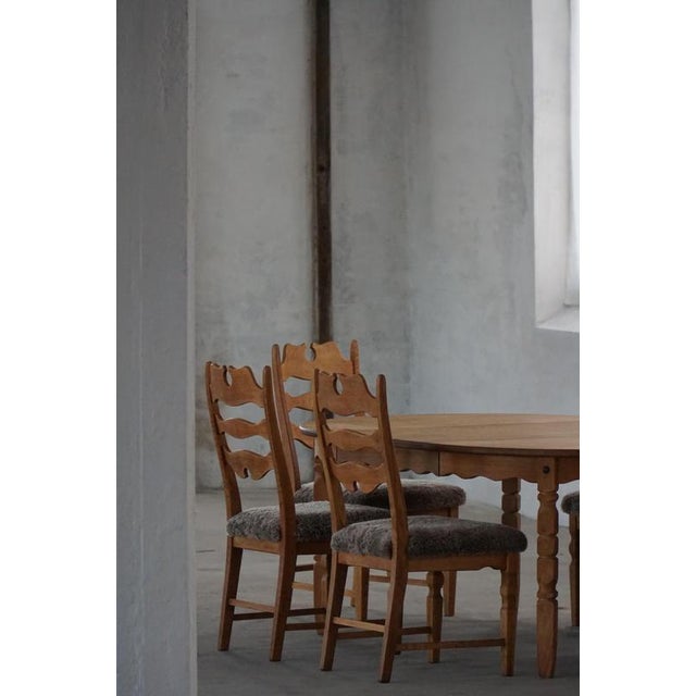Mid-Century Danish Chairs in Oak & Lambswool by Henning Kjærnulf for E.G. Møbler, 1960s, Set of 8 For Sale - Image 14 of 18