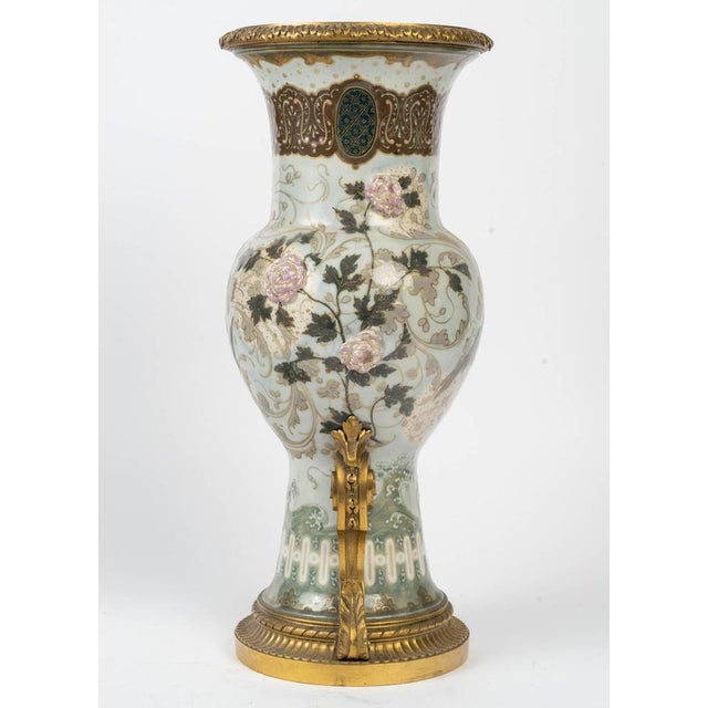 Large Enameled Porcelain Vase by Albert Damousset, Early 20th Century For Sale - Image 6 of 14