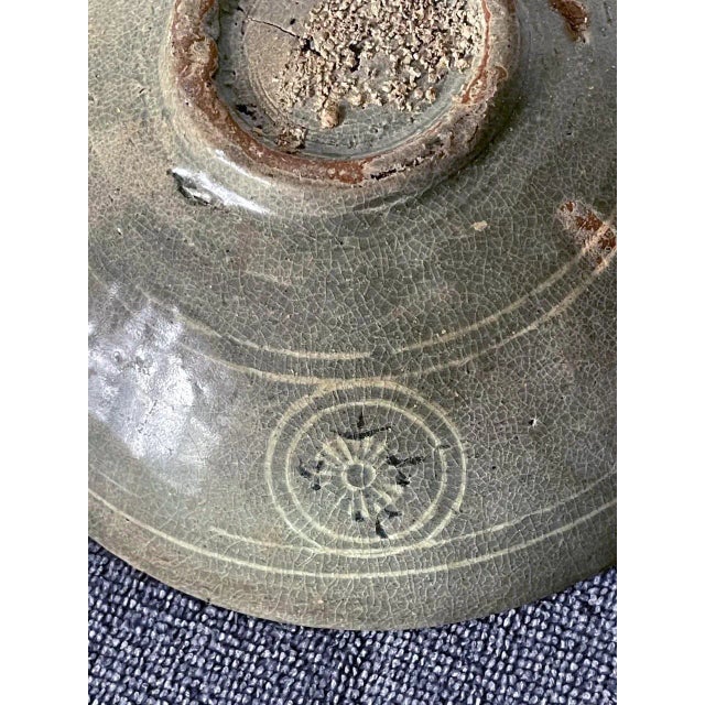 Gray Korean Ceramic Celadon Bowl with Slip Inlay Goryeo Dynasty For Sale - Image 8 of 13