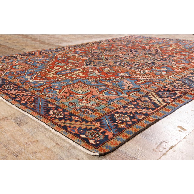 Red Late 19th Century Persian Heriz Rug, 08'00 X 11'02 For Sale - Image 8 of 11