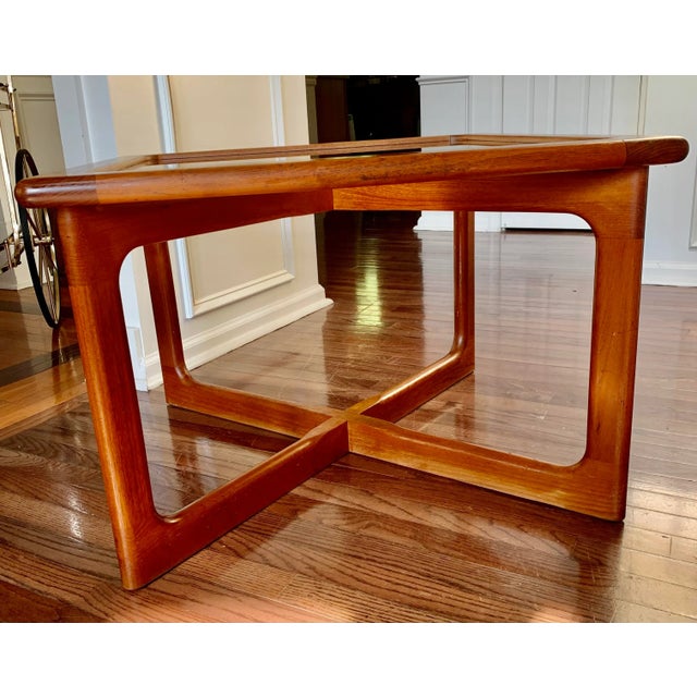Dyrlund 1960’s Dyrlund Square Teak Coffee Table With Smoked Glass Top For Sale - Image 4 of 8
