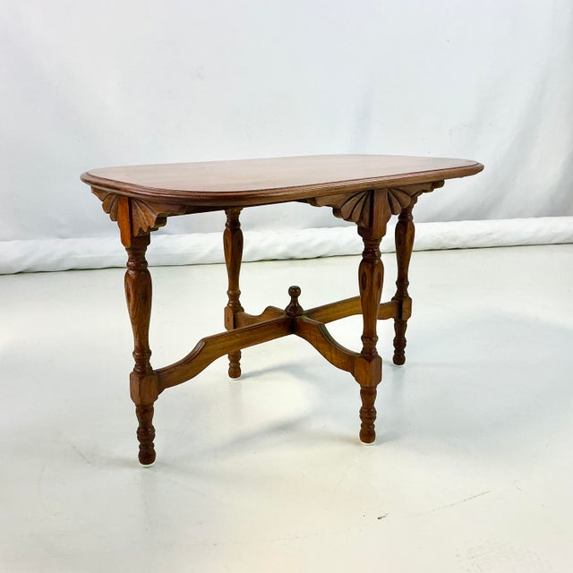Chestnut Early 20th C Antique Edwardian Chippendale English Pine Side Table, Hand Carved & Turned. For Sale - Image 8 of 16